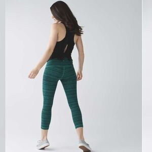 Lululemon Wunder Under Crop (Hi-Rise) *21" Cyber Jungle Hero Blue